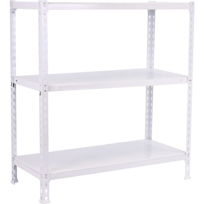 Estantería metálica sin tornillos simonclick de 3 estantes (90x110x40cm) blanco