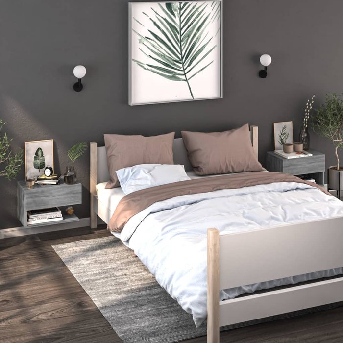 Maison exclusive - mesita de noche de pared 2 uds color gris sonoma