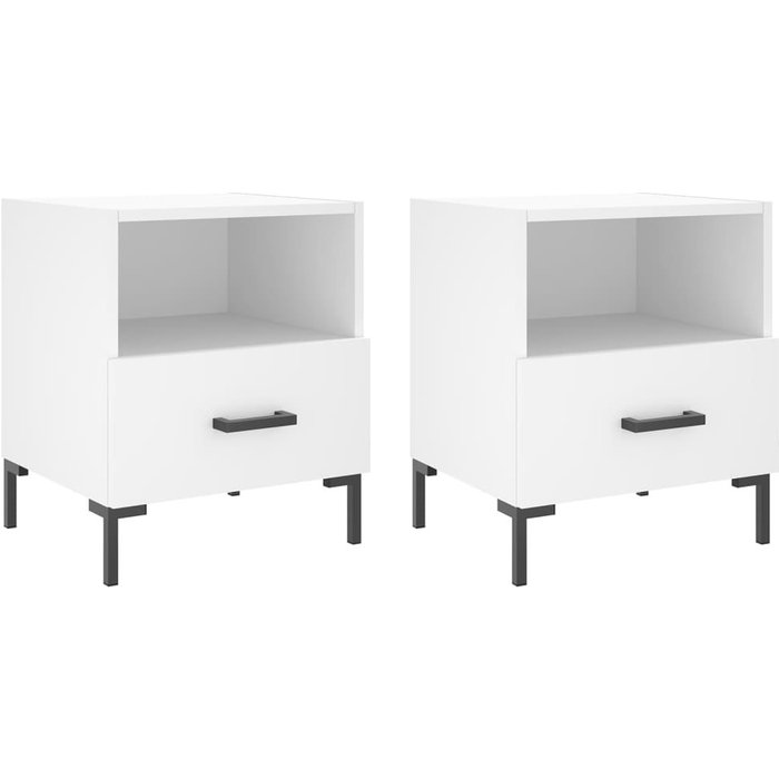 Mesitas de noche 2 piezas madera contrachapada blanca 40x35x47,5 cm