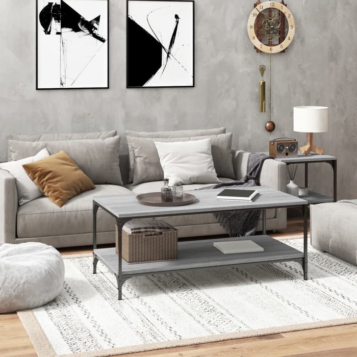 Mesa de centro sonoma gris 80x50x40 cm madera contrachapada