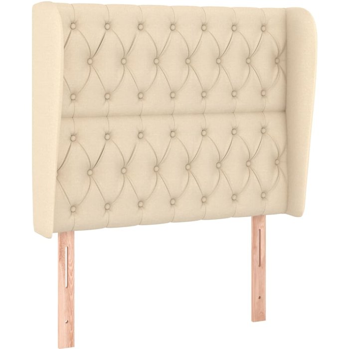 Cabecero cama - mueble cabecero con orejas de tela color crema 93x23x118/128 cm