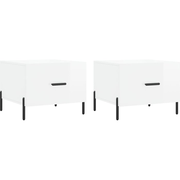 Mesa de centro 2 uds madera ingeniería blanco brillo 50x50x40cm