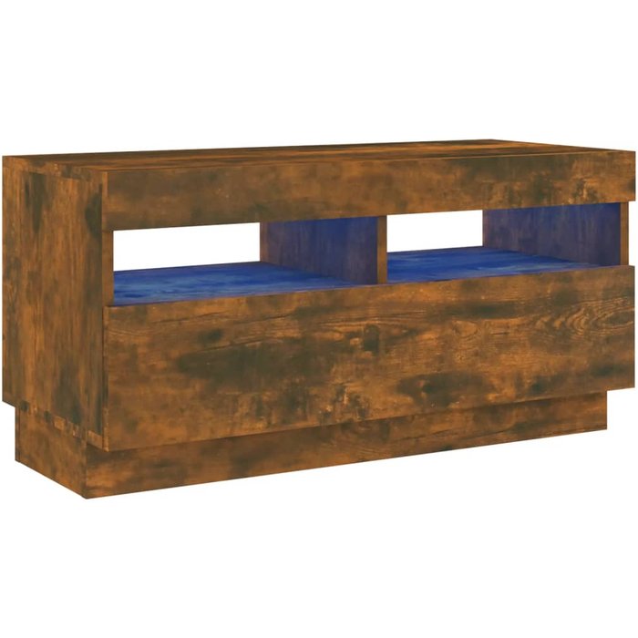 Mueble tv con luces led roble ahumado 80x35x40 cm
