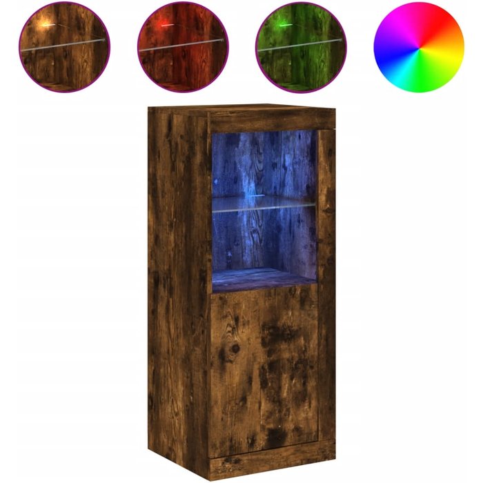 Aparador con luces led roble ahumado 41x37x100 cm - comfortxl