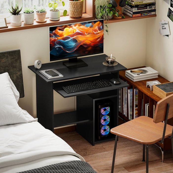 Escritorio 80x45x75 cm compartimentos infantil pc tablero negro