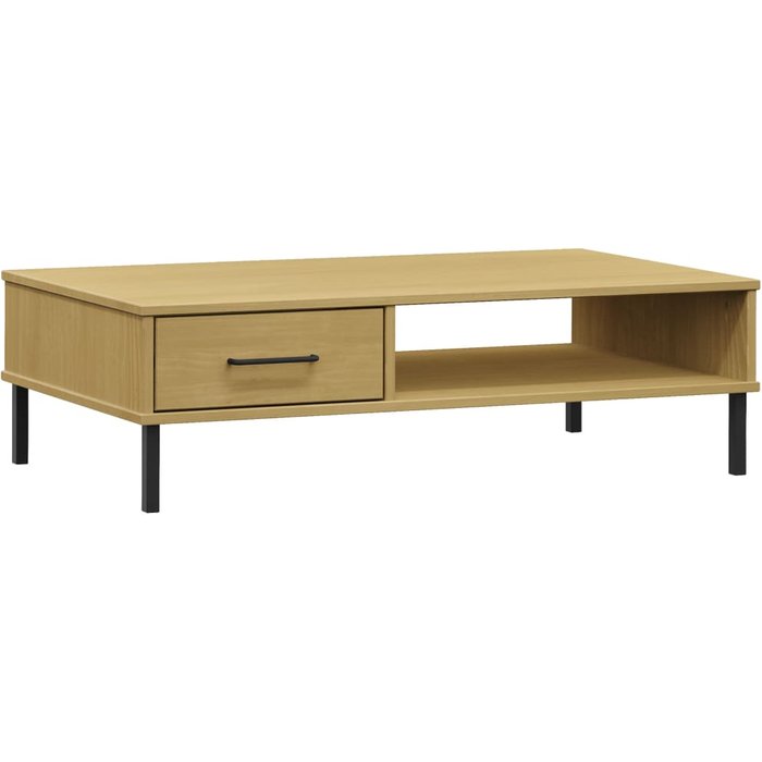 Mesa de centro patas de metal oslo madera maciza pino marrón - comfortxl