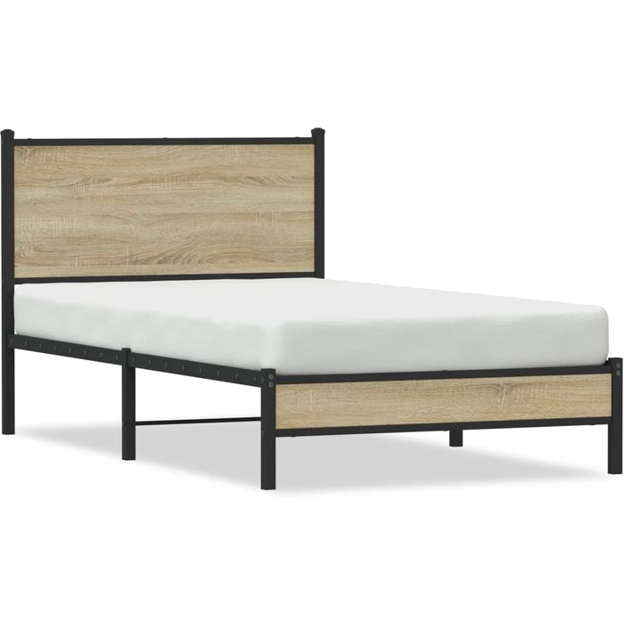 Estructura de cama sin colchón, metal roble sonoma, 107x203 cm — comfortxl