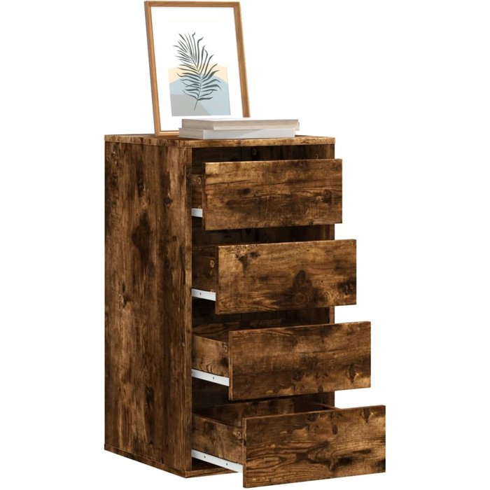 Cómoda de esquina de roble ahumado 40x41x76 cm de madera contrachapada