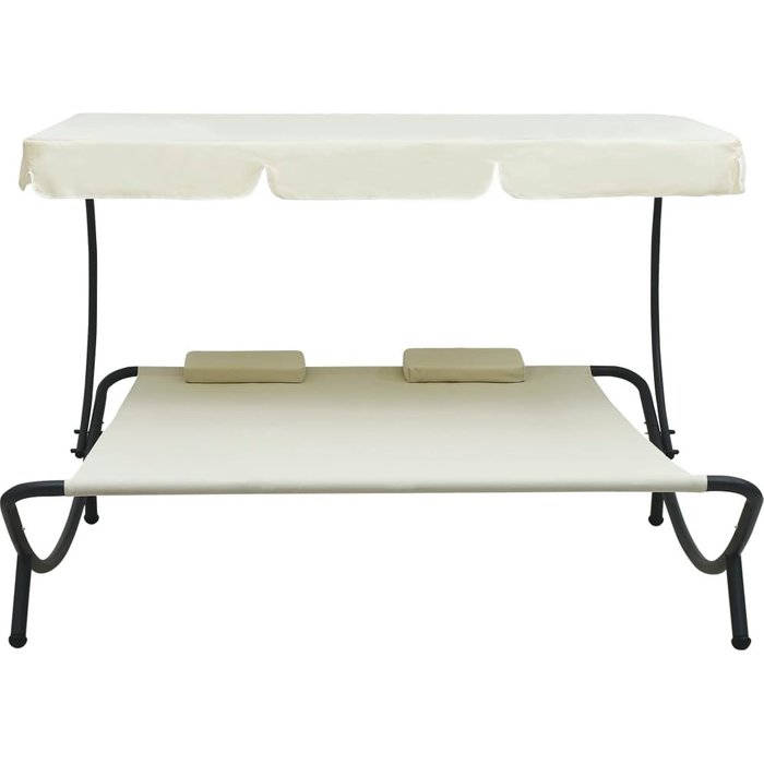 Tumbona | letto singolo de exterior con dosel y almohadas blanco crema cfw52122