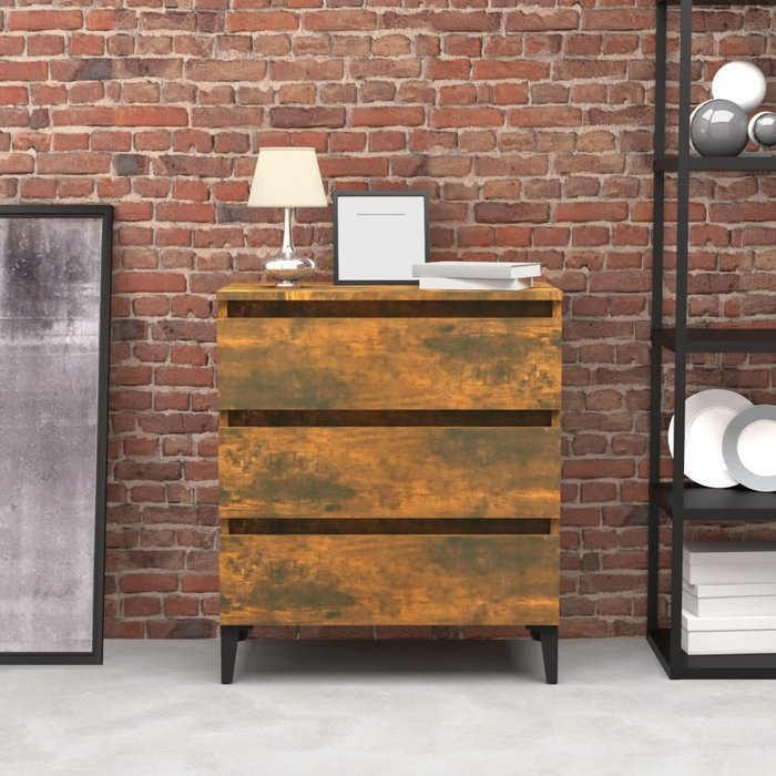 Aparador de roble ahumado de 60x35x69 cm, fabricado en madera de ingeniería.