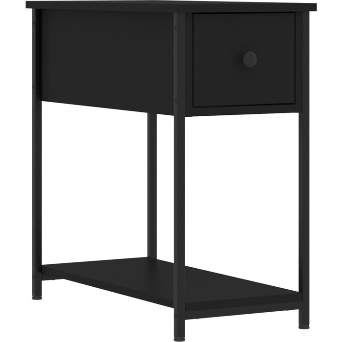 Mesita de noche de madera compuesta negra 30x60x60 cm - comfortxl