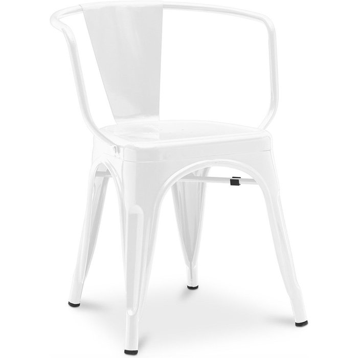 Silla industrial poka con reposabrazos de acero brillante - alta gama-blanco