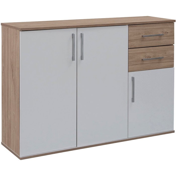 Comoda aparador joana 3 puertas y 2 cajones blanco y cambria 120x82 cm