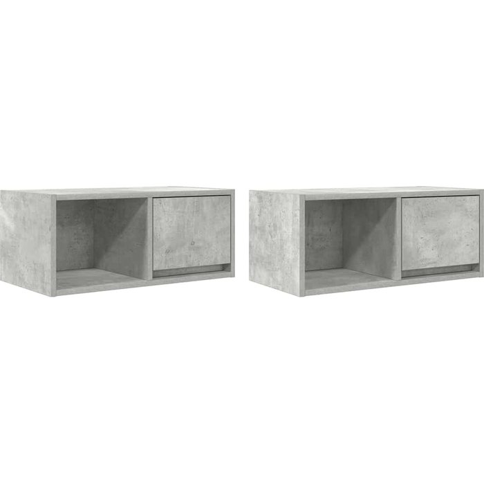 Mueble tv 2 módulos, madera composite gris hormigón, 60x31x25,5cm