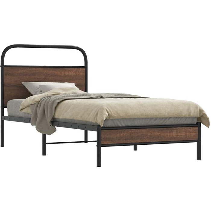 Estructura de cama sin colchón 107x203 cm madera marrón roble vidaxl