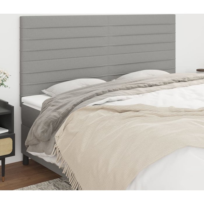 Cabecero de cama gris claro 180x5x118/128 cm de tela vidaxl