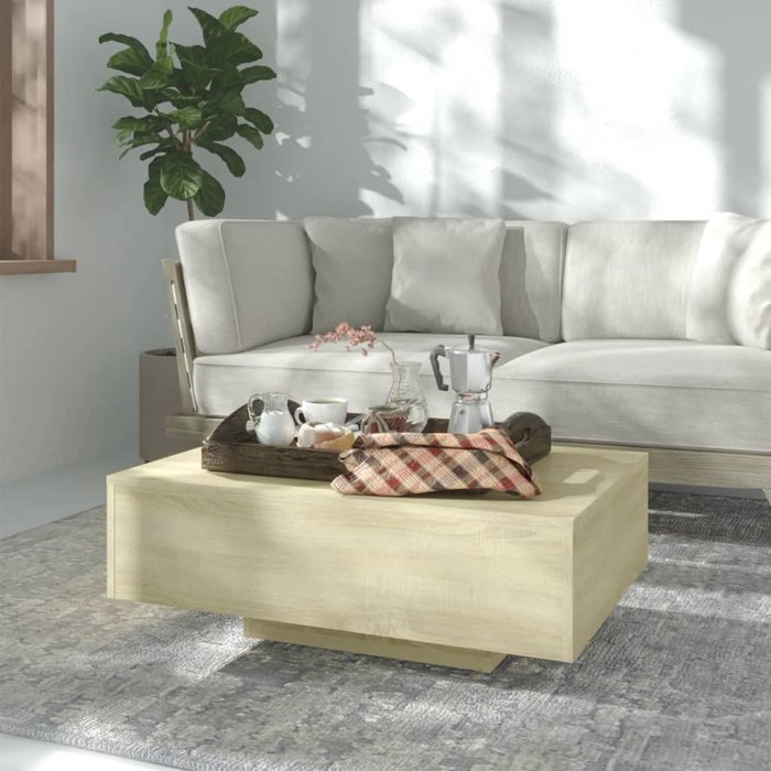 Mesa de centro, roble sonoma, 85x55x31 cm, madera de ingeniería.
