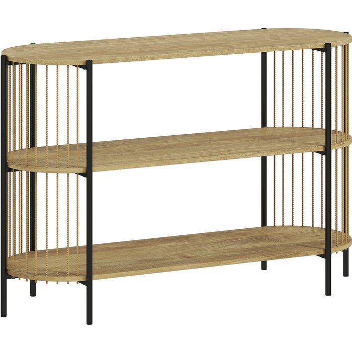 Mesa de consola homcom mdf, acero madera natural 124x43.5x80 cm 838-554v00nd