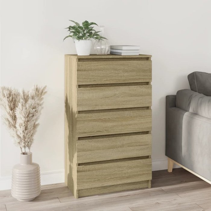 Vidaxl cajonera de madera contrachapada roble sonoma 60x36x103 cm