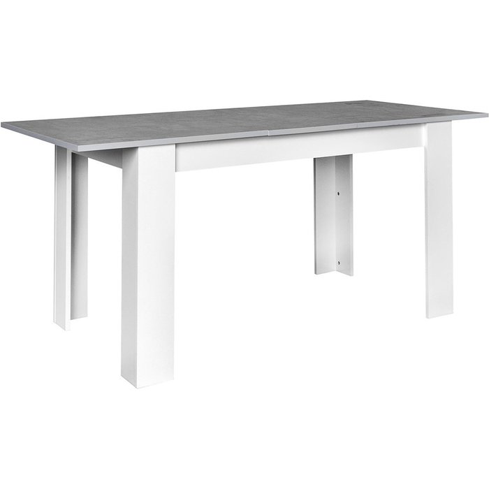 Mesa extensible de comedor o cocina miramy 178cm, blanco y cemento