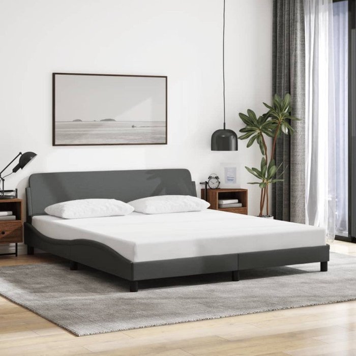 Estructura de cama dover de tela gris oscuro 160x200 cm vidaxl