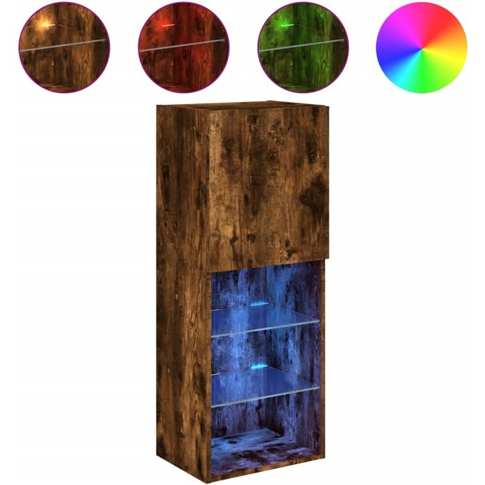 Mueble de tv con iluminación led roble ahumado 40,5x30x102 cm - comfortxl
