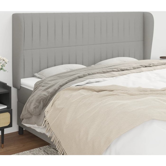 Cabecero con orejas de tela gris claro 183x23x118/128 cm vidaxl