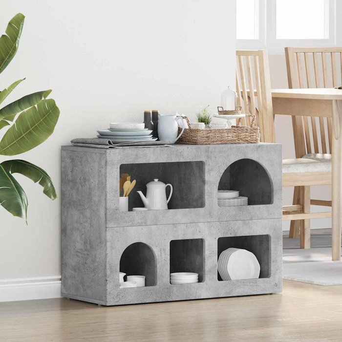 Maison exclusive - aparador gris concreto 80.5 x 35 x 59 cm madera de ingeniería