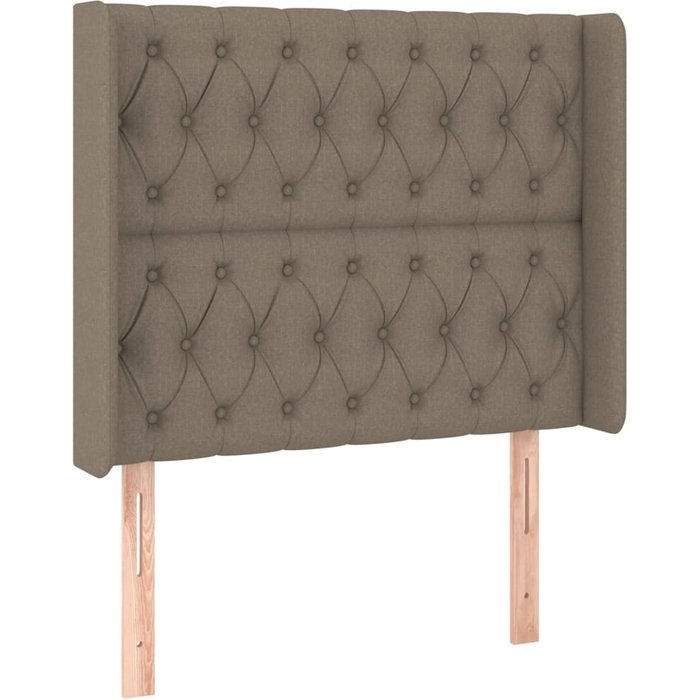 Cabecero cama - mueble cabecero con orejas de tela gris taupe 93x16x118/128 cm