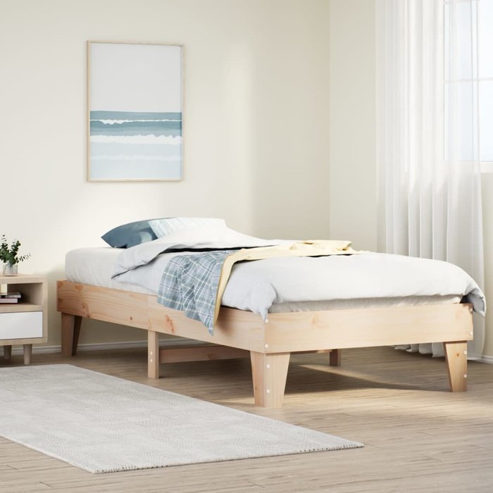 Estructura de cama sin colchón 75x190 cm madera maciza de pino