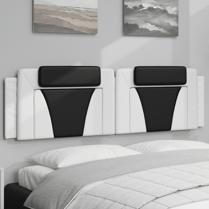 Cabecero de cama acolchado viana cuero sintético blanco negro 180 cm