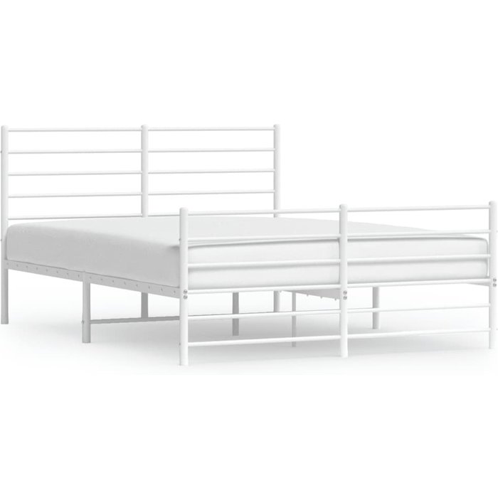 Estructura cama sin colchón con estribo metal blanco 140x200 cm — comfortxl