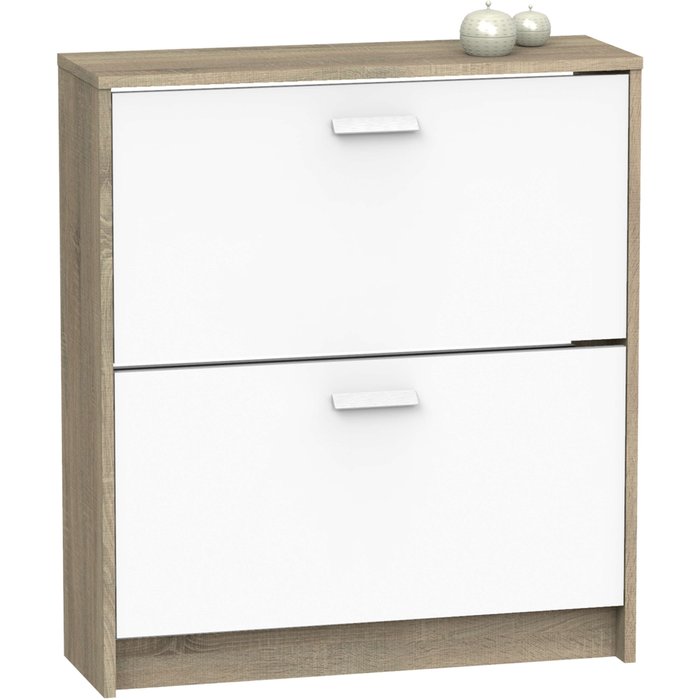 Mueble zapatero 2 puertas tibet roble cambrian y blanco 74 cm