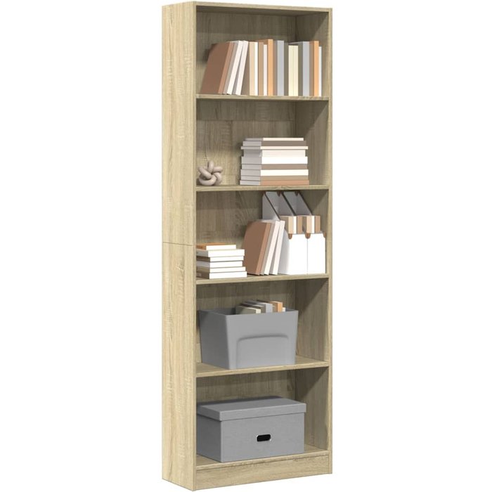 Librería sonoma de roble, 60x24x176 cm, madera de ingeniería. - pangivo