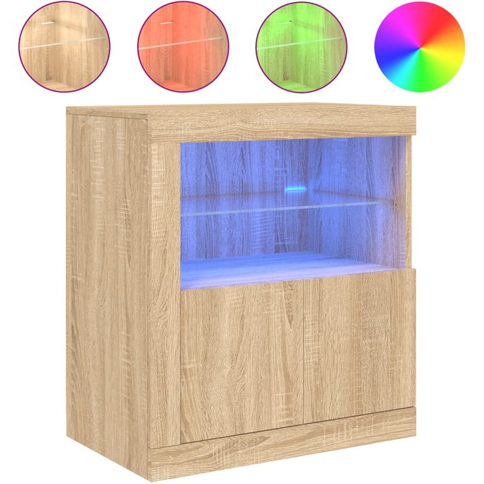 Aparador con luces led roble sonoma 60,5x37x67 cm - comfortxl