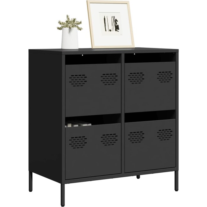 Aparador de acero laminado en frío negro 68x39x73,5 cm vidaxl