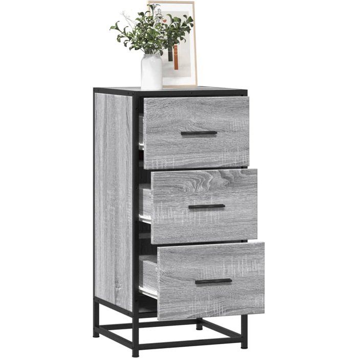 Aparador gris sonoma 35,5x35x76 cm madera contrachapada y metal