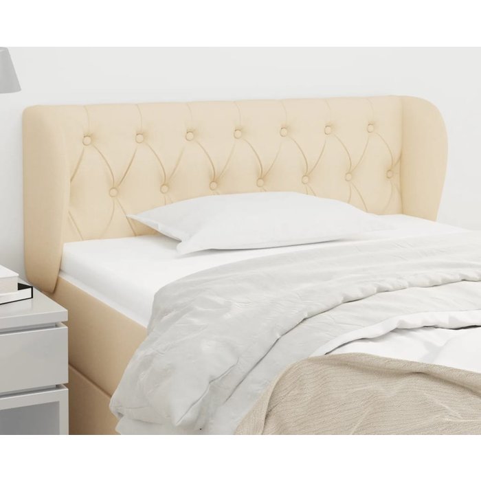 Cabecero de tela color crema 103x23x78/88 cm