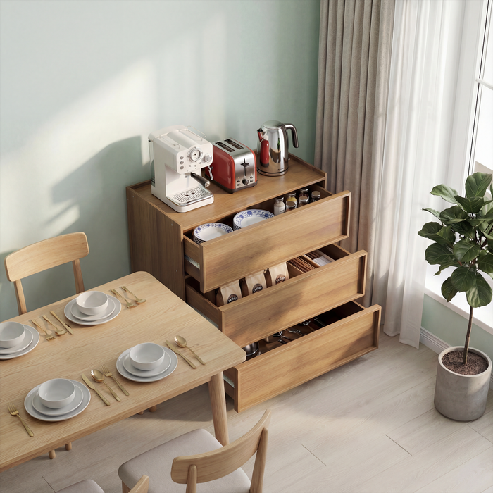 Tocador con 3 cajones, 80 x 48 x 78 cm, mdf y aglomerado, roble