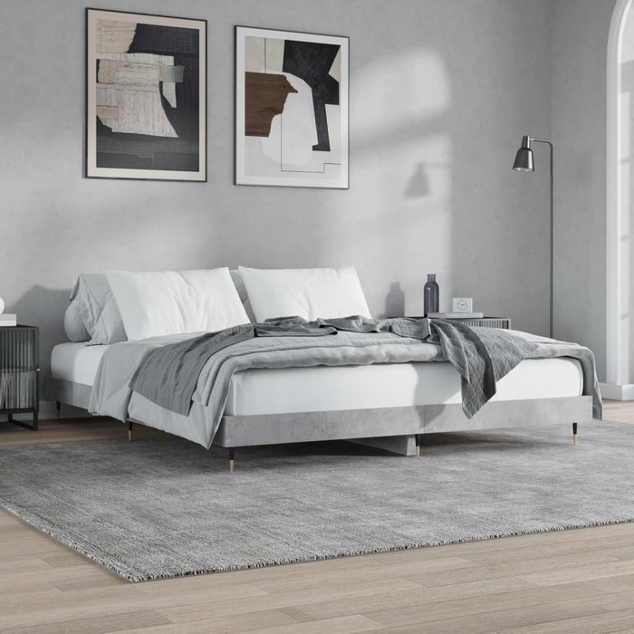 Vidaxl estructura de cama madera de ingeniería gris hormigón 120x200cm