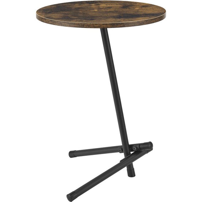 Mesa auxiliar redonda 55 x 40 cm efecto madera oscura 03_0008642