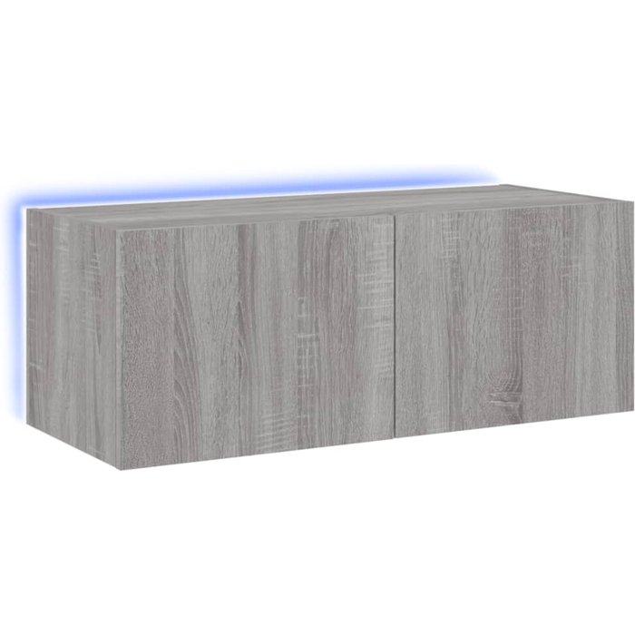 Mueble de tv de pared con iluminación led sonoma gris 80x35x31 cm - comfortxl