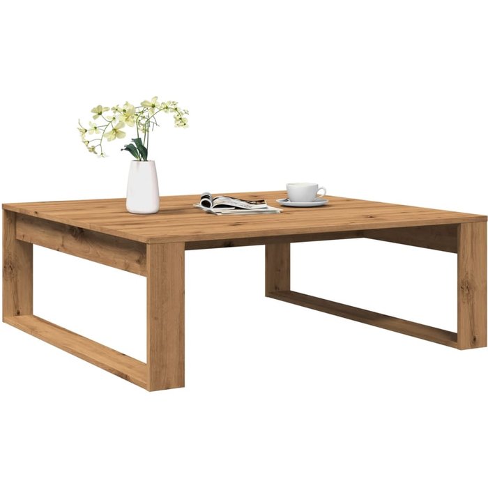 Mesa de centro artesanal de roble 100x100x35 cm de madera de contrachapada