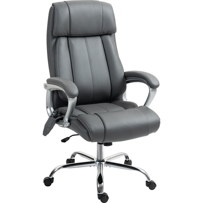 Silla oficina masaje homcom cuero sintético gris oscuro 66x72x121 cm