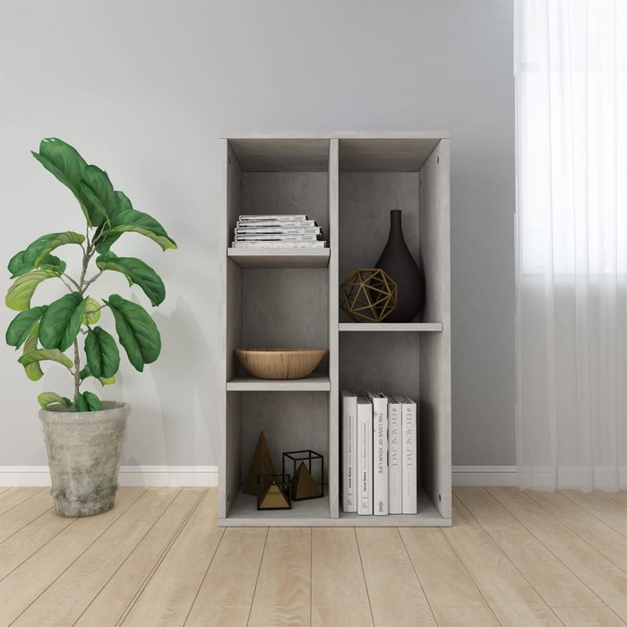 Librería/aparador gris hormigón 50x25x80 cm aglomerado