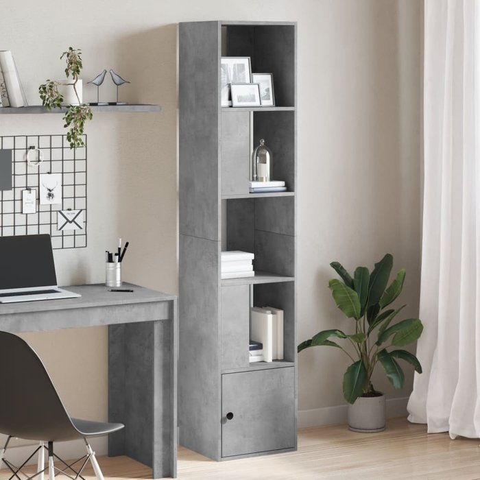 Librería gris hormigón, 40x36x189 cm, madera de ingeniería. - pangivo