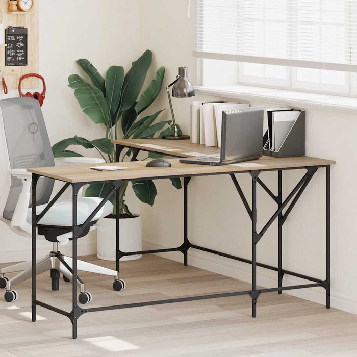 Escritorio sonoma de roble, 149x149x75 cm, madera de ingeniería.