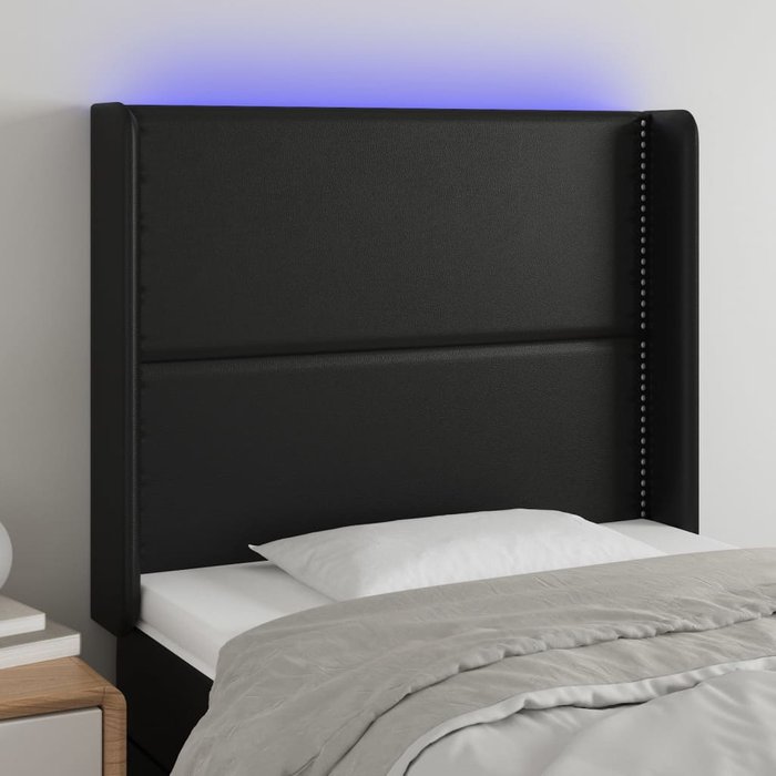 Cabecero led negro 103x16x118/128 cm polipiel