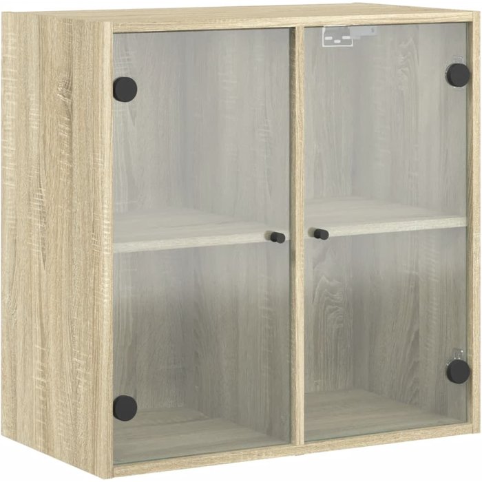 Mueble de pared puertas de vidrio roble sonoma 68x37x68,5 cm