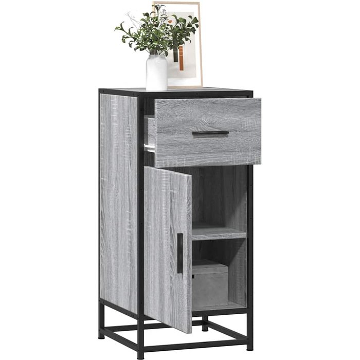 Aparador sonoma gris 35,5x35x76 cm madera contrachapada y metal